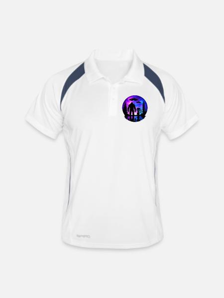 Vaisseau spatial extraterrestre Bigfoot, OVNI Sasquatch Believers - Polo respirant Homme - blanc/marine - Devant