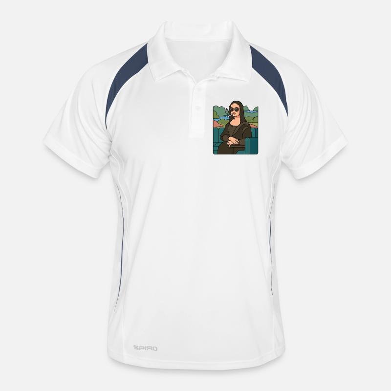 Mona Lisa cool mit Sonnenbrille am kiffen Männer Polo atmungsaktiv