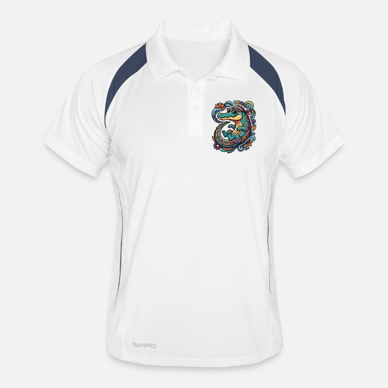 Retro Crocodile Creative Tropics Pattern Summery Men's Polo breathable