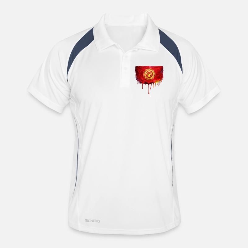 Drapeau kirghiz dans le style de la goutte d’eau Polo respirant Homme