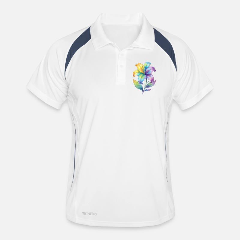 Peinture aquarelle de lys arc-en-ciel Polo respirant Homme
