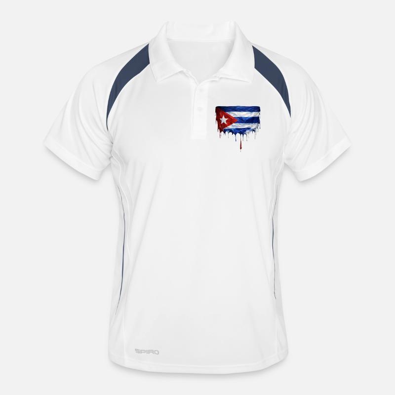 Cuban Flag Drop Art Men's Polo breathable