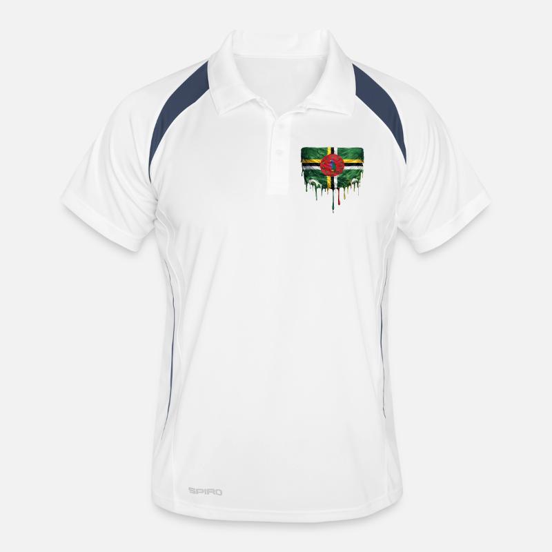 Dominica Flag Drop Art Men's Polo breathable