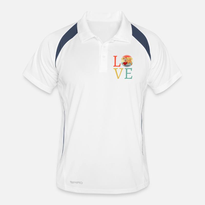 Liebeshund Retro Buntes Herz Männer Polo atmungsaktiv