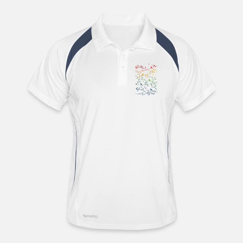 Branches arcenciel et oiseaux Polo respirant Homme