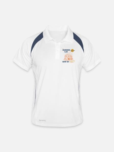 Sauerteigbrot-Backer Die Sauerteigplatte - Männer Polo atmungsaktiv - Weiß/Navy - Vorne