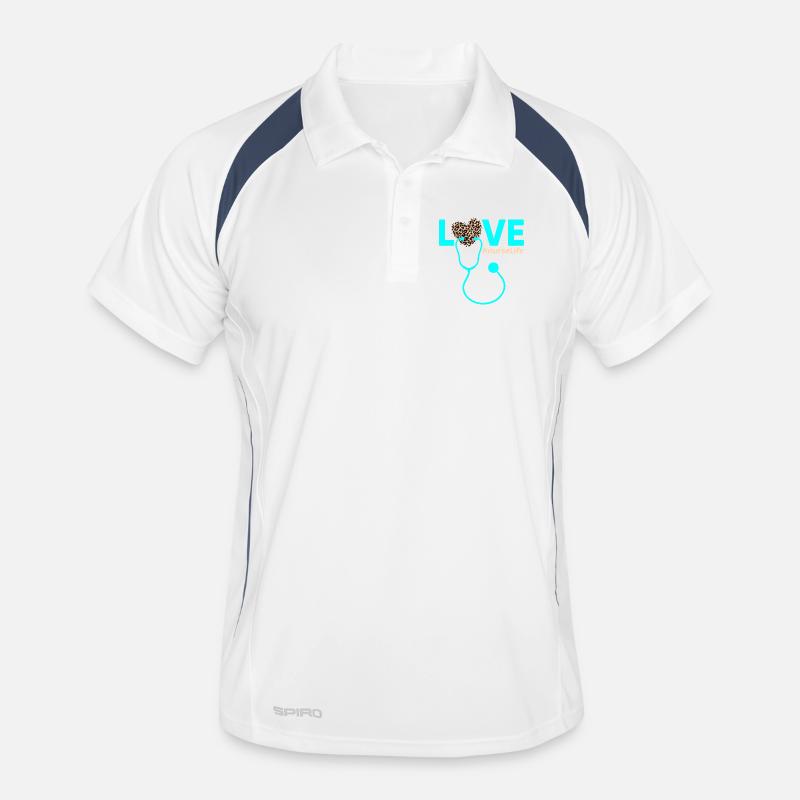 Love Nursing Leopard Heart Men's Polo breathable