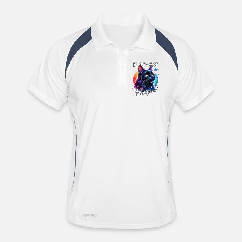 Schwarze Katze Flüsterer - Männer Polo atmungsaktiv - Weiß/Navy