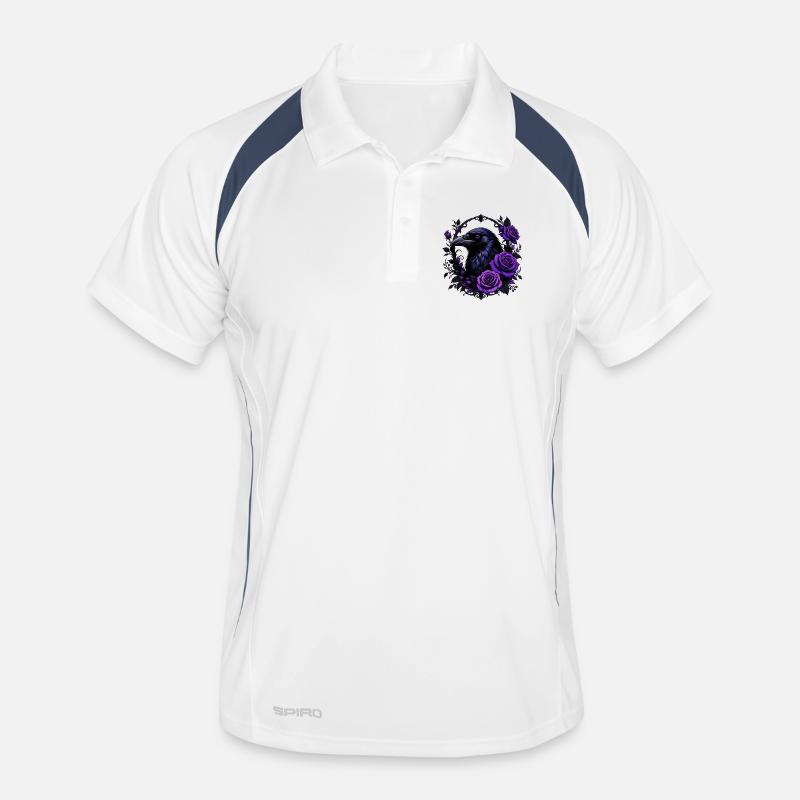 Night crow with violet roses - Men's Polo breathable - white/navy