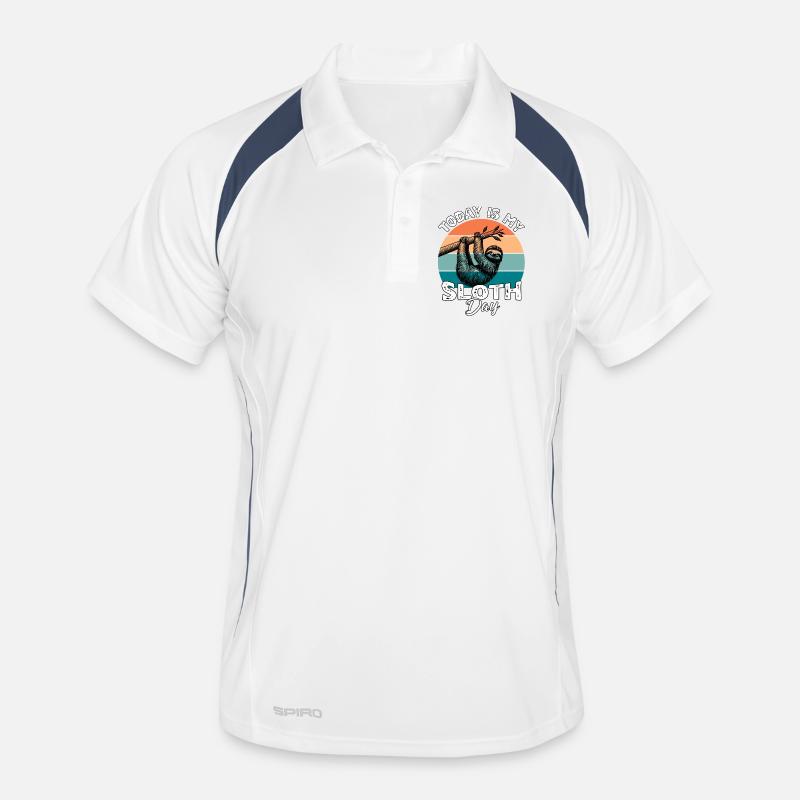 Faultier Sloth - Männer Polo atmungsaktiv - Weiß/Navy