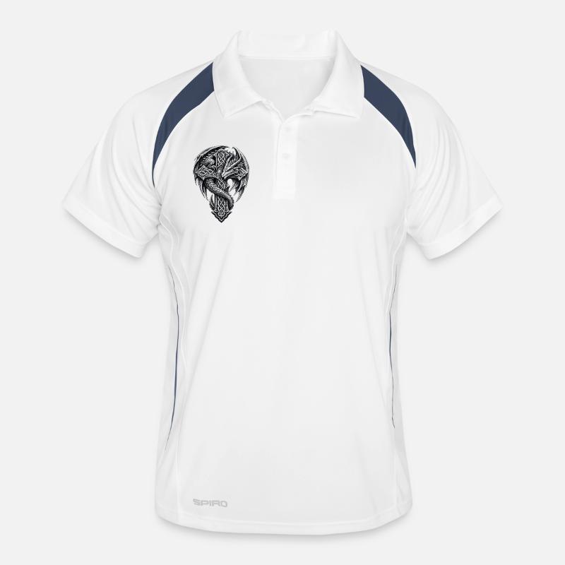 Celtic Dragon on Cross Knot - Men's Polo breathable - white/navy
