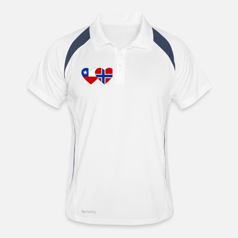 Chile Norway Flag Heart Men's Polo breathable