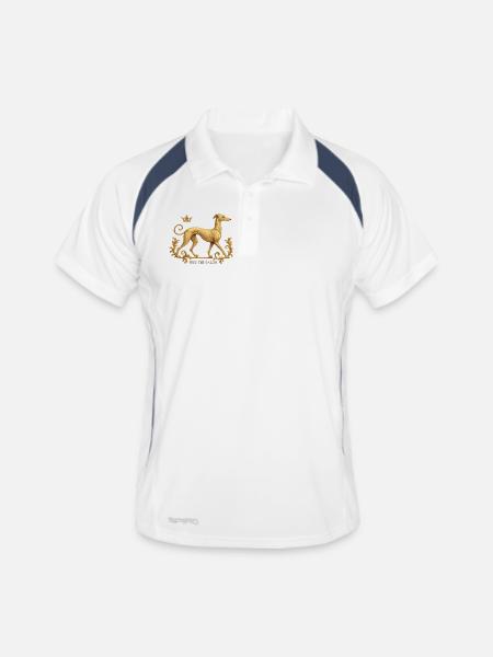 Libérez le Galgo - Broderie n°01 - Polo respirant Homme - blanc/marine - Devant