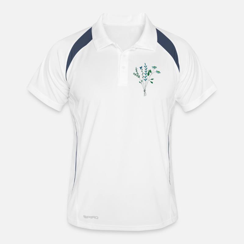 fleur prairie tons bleus fleurs sèches Polo respirant Homme