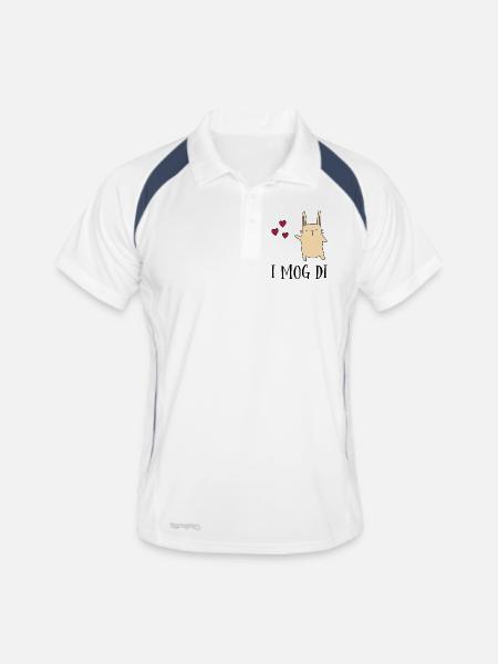 I mog di - Männer Polo atmungsaktiv - Weiß/Navy - Vorne