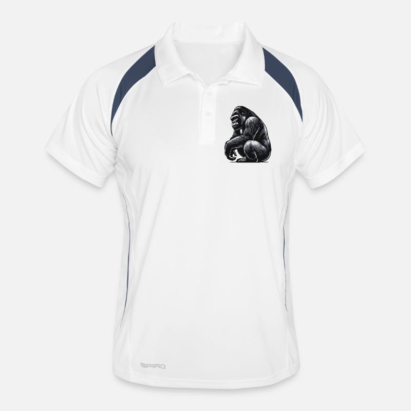 Gorilla - Männer Polo atmungsaktiv - Weiß/Navy