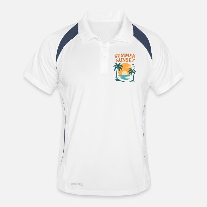 Summer Sunset Beach – Tropical Palm Tree Design Men's Polo breathable