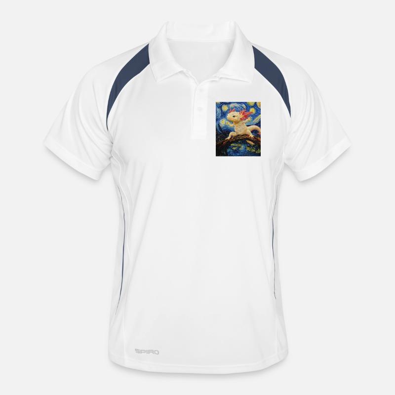 Axolotl Van Gogh Style Starry Night Männer Polo atmungsaktiv