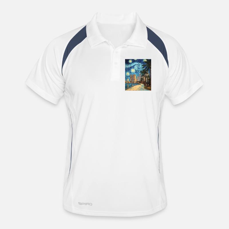 Miami Beach, Floride, Van Gogh, Nuit étoilée Polo respirant Homme