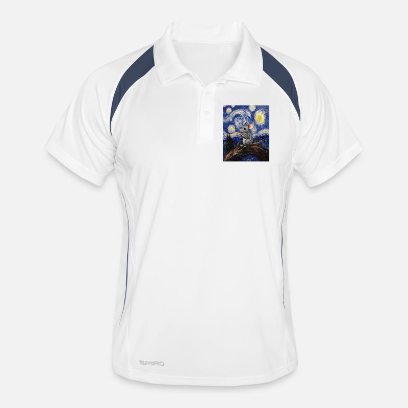 Maus isst Käse Van Gogh Style Starry Night Männer Polo atmungsaktiv