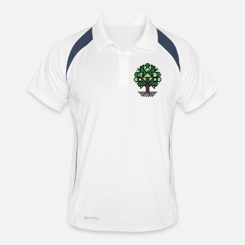 Geometric Tree Pattern Green Men's Polo breathable