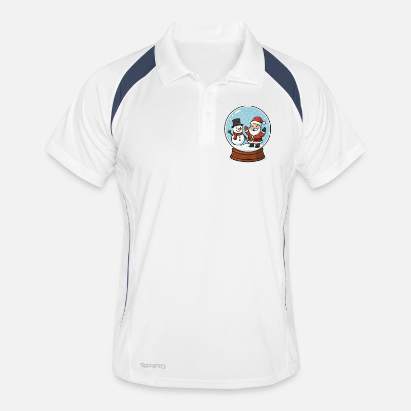 Snow Globe Magic: Santa & Snowman Men's Polo breathable