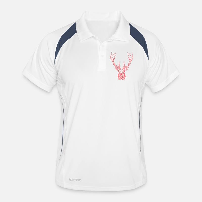 Tech Deer – Geometric Deer in Red Men's Polo breathable