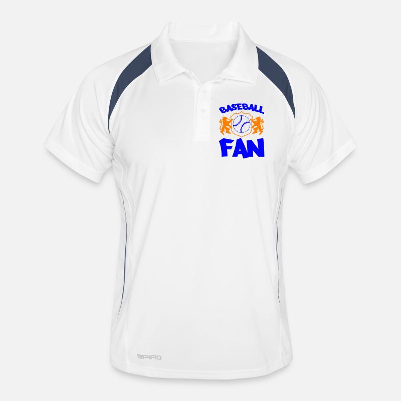 Baseball-Fan Shield in Orange Blau Männer Polo atmungsaktiv