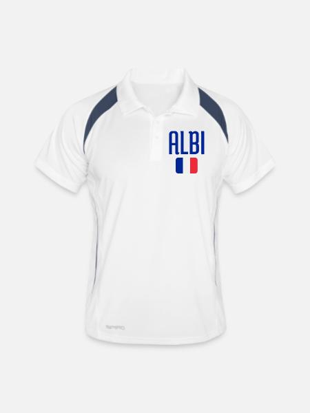 Albi France Flag Emblem - Men's Polo breathable - white/navy - Front