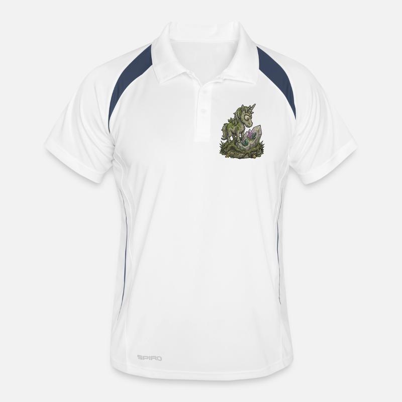 Funny Stone Unicorn Statue Mossy Fantasy Design Men's Polo breathable