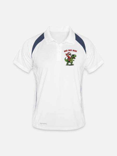 Santa on Dino: Ho Ho Ho - Men's Polo breathable - white/navy - Front