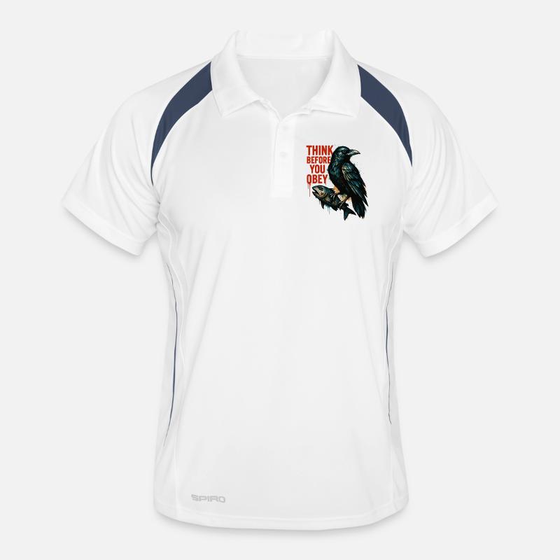 Think Before Obeying – Crow Art Men's Polo breathable