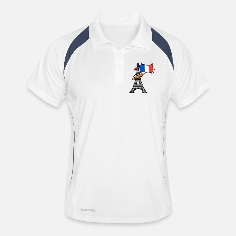 Baguette drôle de drapeau français de la Tour Eiffel Polo respirant Homme