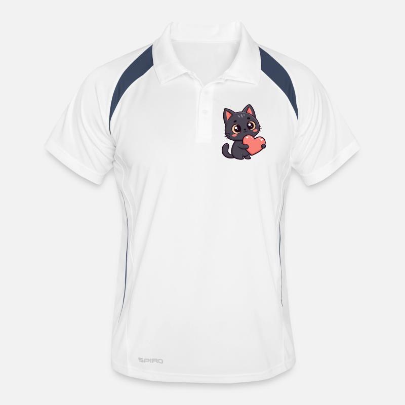 Chat noir cœur tendre Polo respirant Homme