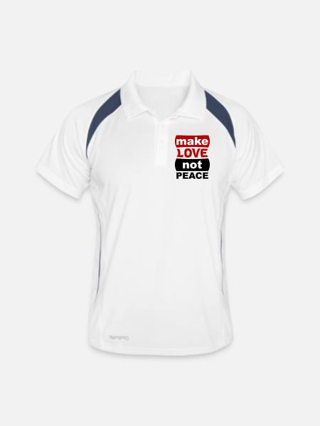 Make Love Not Peace - Männer Polo atmungsaktiv - Weiß/Navy - Vorne