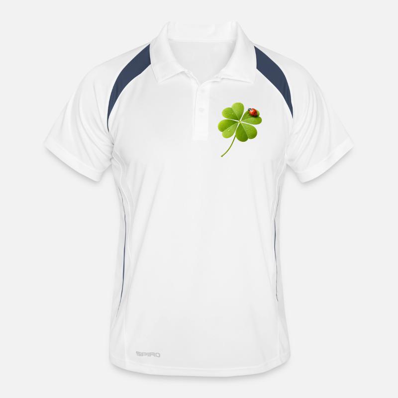 Four-leaf clover with ladybug Men's Polo breathable
