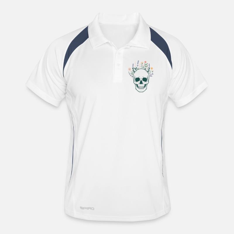 Crâne Crâne Botanique Fleurs Fleurs Mystiques Polo respirant Homme