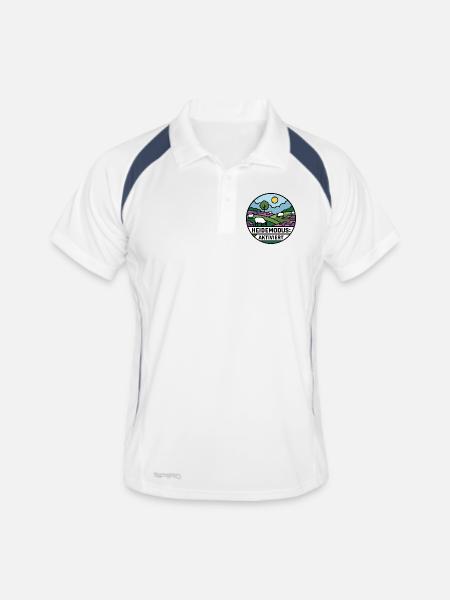 Lüneburger Heide Heidemodus Aktiviert  - Männer Polo atmungsaktiv - Weiß/Navy - Vorne
