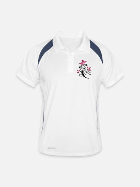 Flowers with filigree floral ornament. Feminine. - Men's Polo breathable - white/navy - Front