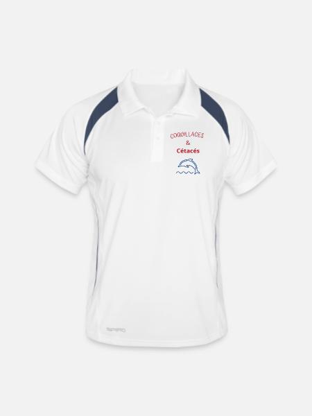 Coquillages et cétacés - Polo respirant Homme - blanc/marine - Devant