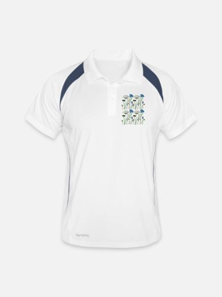 trockenblumen - Männer Polo atmungsaktiv - Weiß/Navy - Vorne
