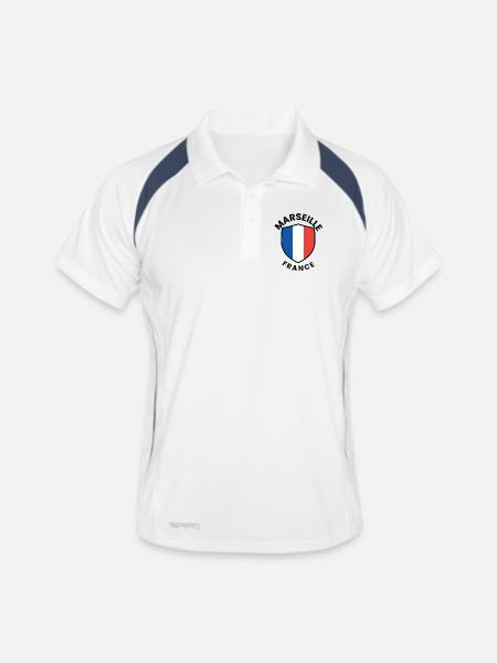Marseille Flag Shield - Men's Polo breathable - white/navy - Front