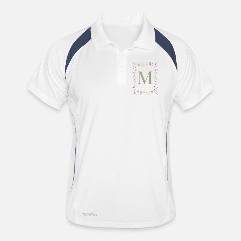 Initiale M Blumen Monogramm Männer Polo atmungsaktiv