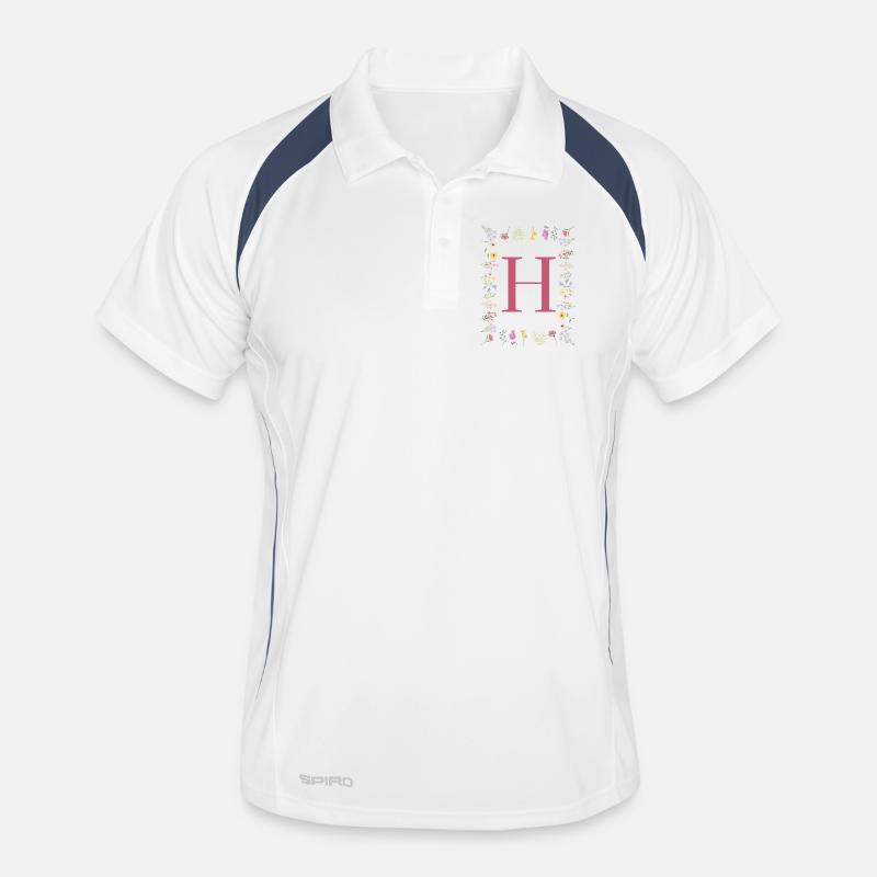 Florale Initialen "H", Buchstaben Monogramm Männer Polo atmungsaktiv