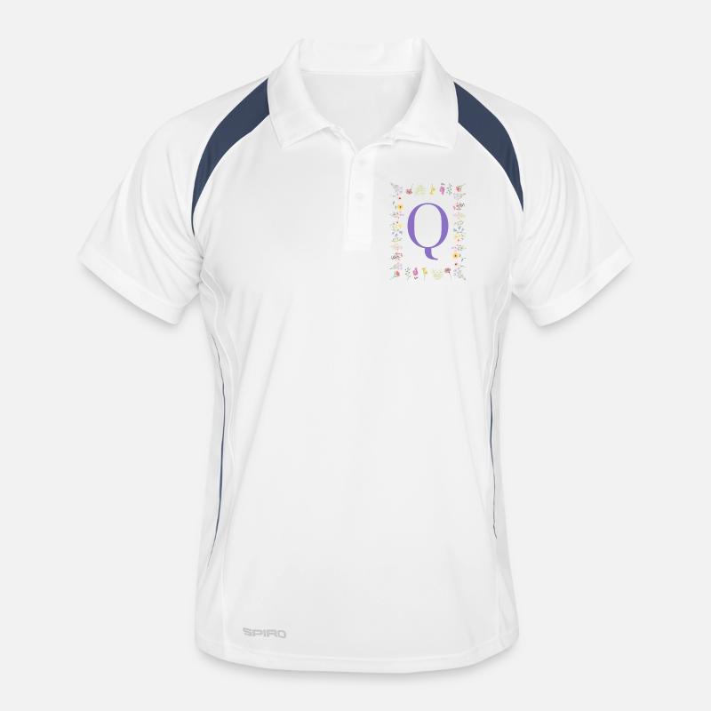 Monogramme « Q », initiales florales Polo respirant Homme