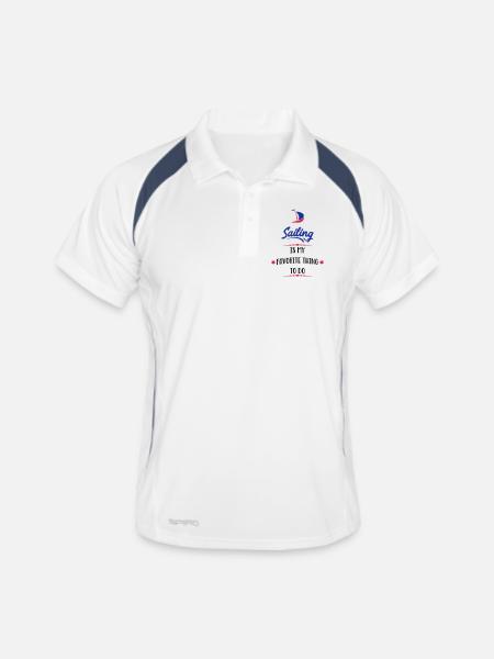 navigation à voile - Polo respirant Homme - blanc/marine - Devant