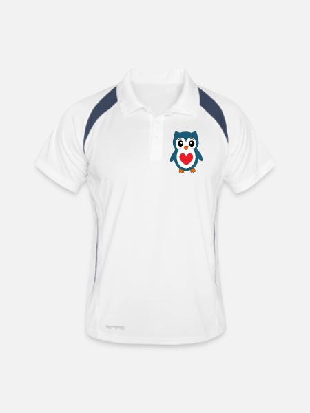 Eule blaue Eule  - Männer Polo atmungsaktiv - Weiß/Navy - Vorne