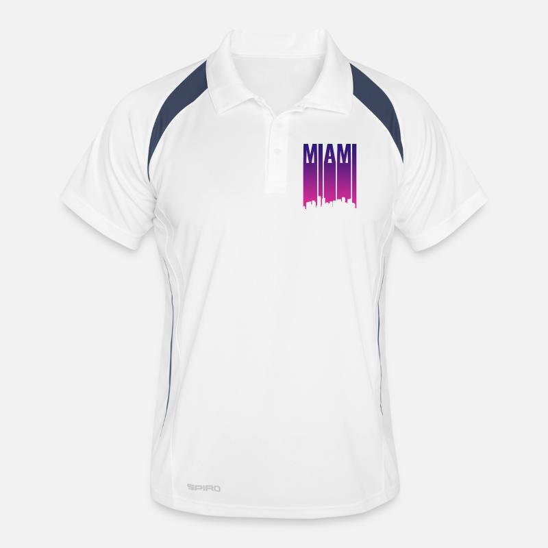 Miami Skyline Gradient Blau Pink Männer Polo atmungsaktiv