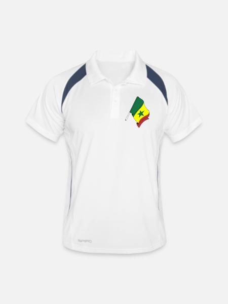 Drapeau du Sénégal - Polo respirant Homme - blanc/marine - Devant