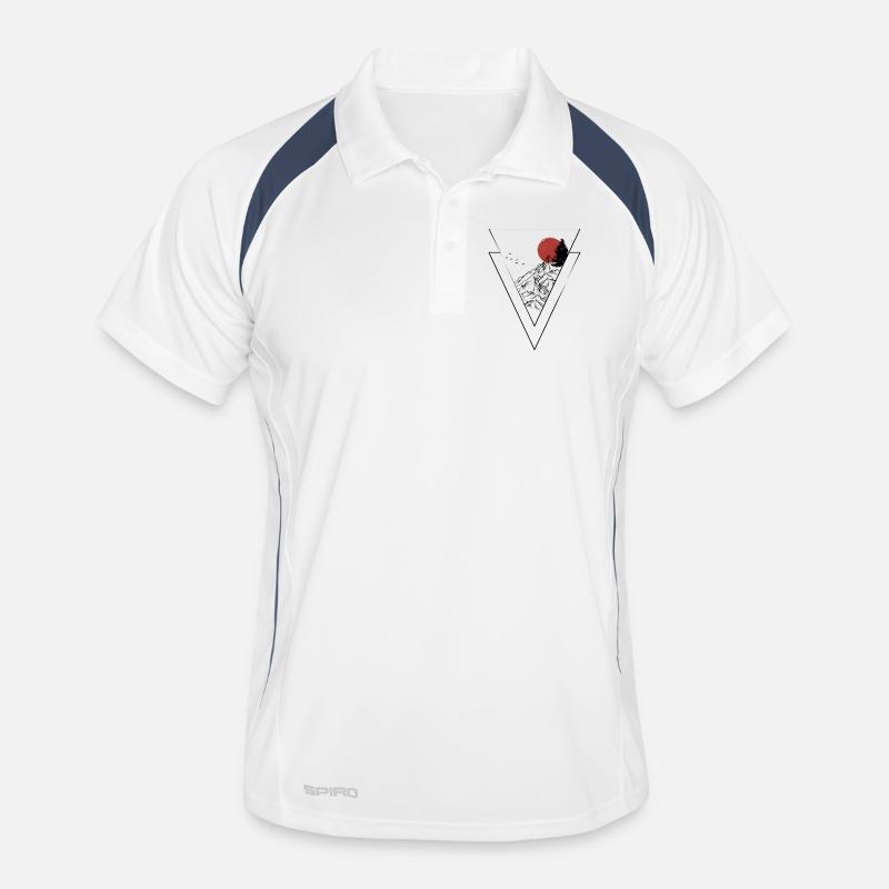 Silhouette de sommet de coucher de soleil rouge Polo respirant Homme